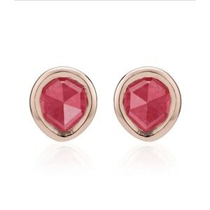 Monica Vinader‎ Siren Stud Earrings, Pink Quartz/Rose Gold, NEW IN BOX